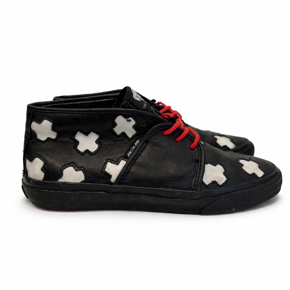Vans MadeMe Camryn Plus Black Leather White Cross Sneakers Womens 7.5 Rare - Picture 6 of 7